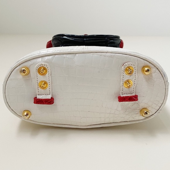 Lana Marks London Tri-Color Mini Alligator Top Handle Crossbody Bucket Bag Italy - Picture 8 of 10